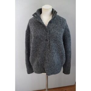 Jenni Kayne Chase Sweater S Grey Alpaca Merino Wool Boucle Mock Neck Pullover